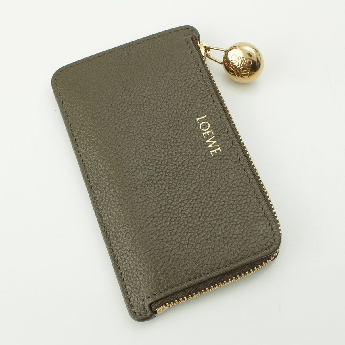 Loewe Pebble Leather Fragment Card Case Coin Purse Olive — view 3