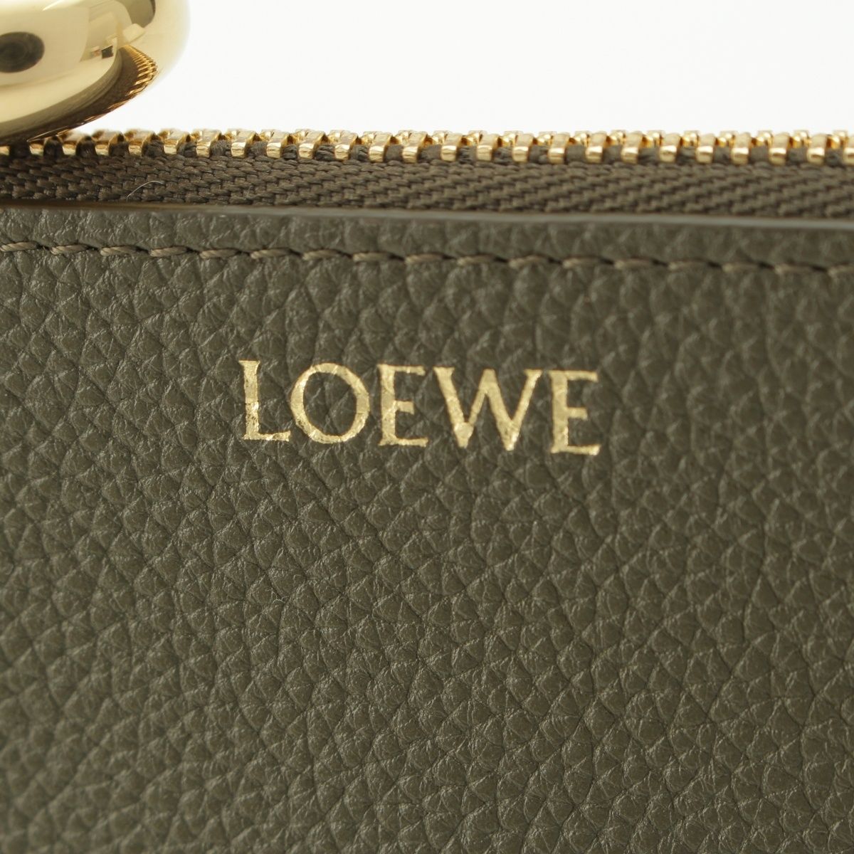 Loewe Pebble Leather Fragment Card Case Coin Purse Olive — view 6