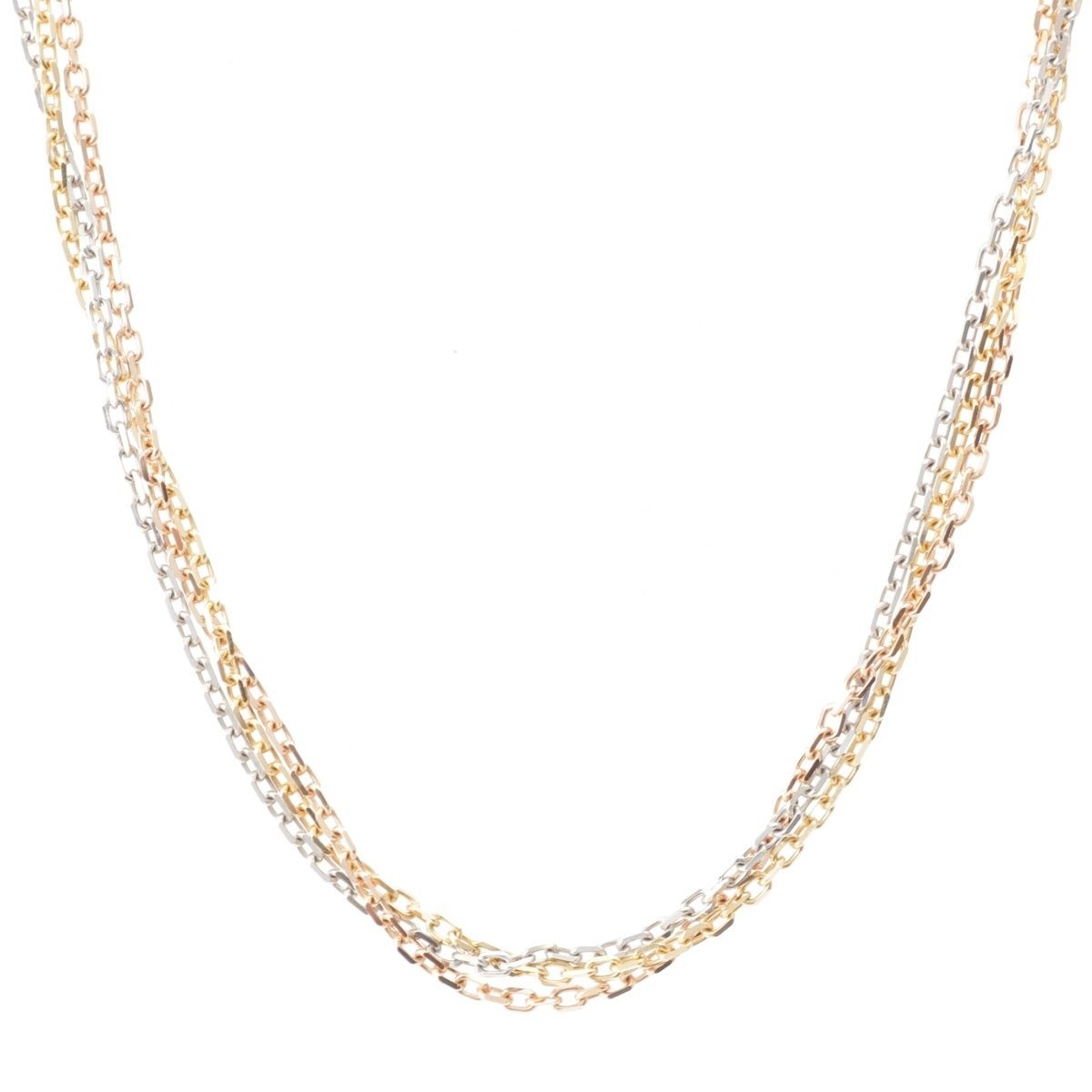 Cartier Trinity Yg Pg Wg Suri White Gold Chain Long Necklace
