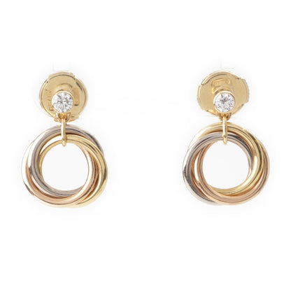 Cartier Trinity Yg Pg Wg Diamond Brilliant Cut Earrings 750 White Gold