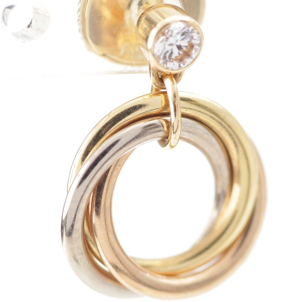 Cartier Trinity Yg Pg Wg Diamond Brilliant Cut Earrings 750 White Gold — view 4