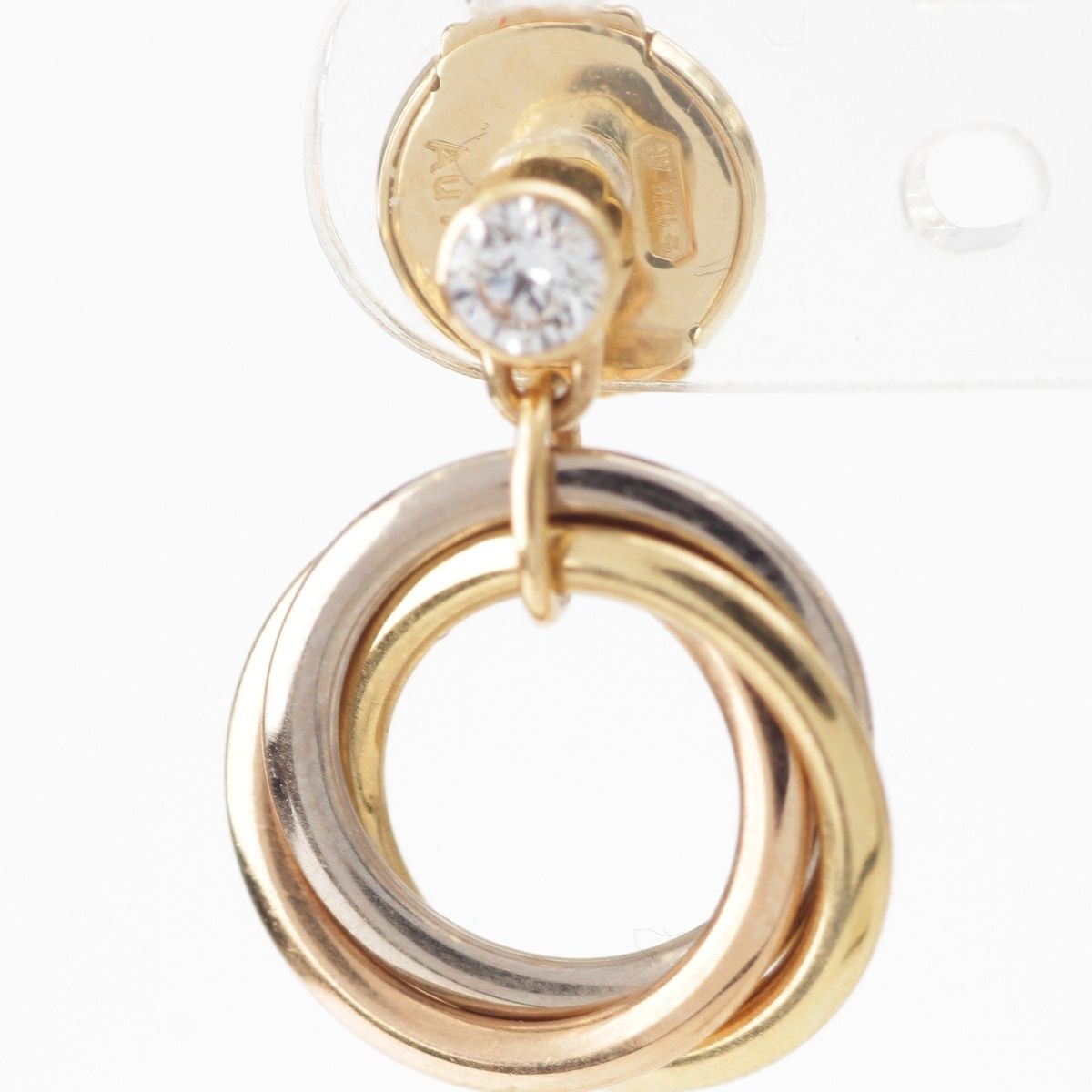 Cartier Trinity Yg Pg Wg Diamond Brilliant Cut Earrings 750 White Gold — view 3