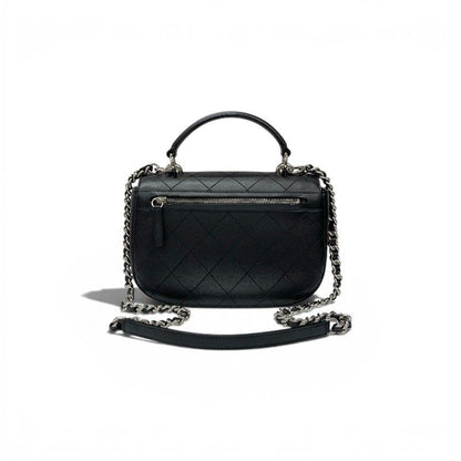 Chanel Shoulder Bag Black Silver Quilted CC Logo Top Handle Chain — view 3