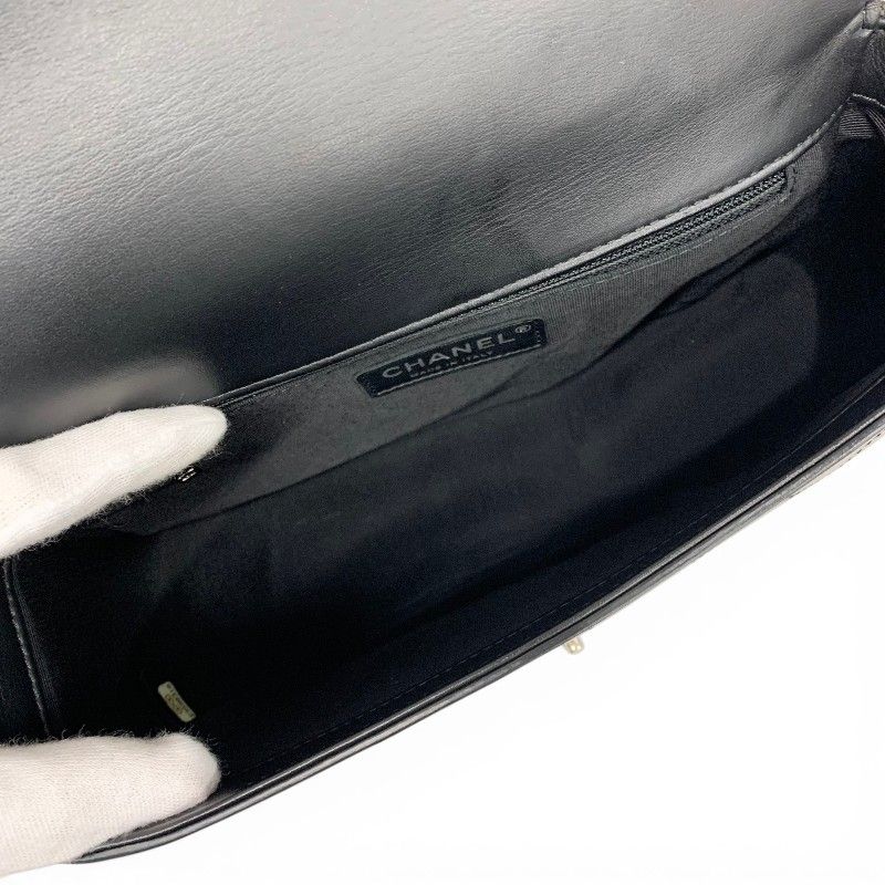 Chanel Shoulder Bag Black Silver Quilted CC Logo Top Handle Chain — view 6