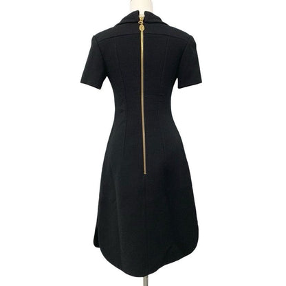 Louis Vuitton Dress Wool Black Gold Bib Color Fit — view 3