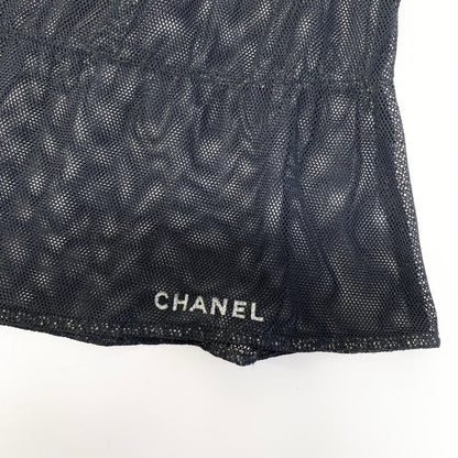 Chanel See Through Mesh Blouse Puff Sleeve Off Shoulder Top 40 Black — view 7