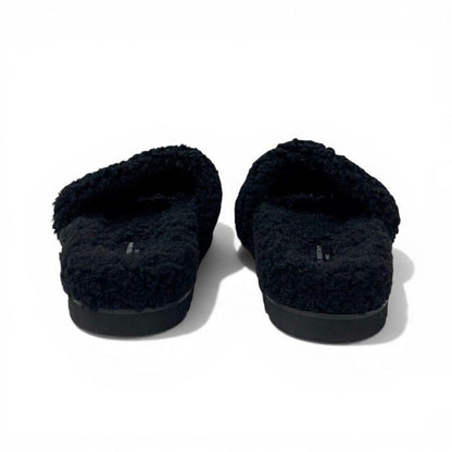 Louis Vuitton Paseoline Monogram Sandals Shoes Shearling Black White Mules — view 5