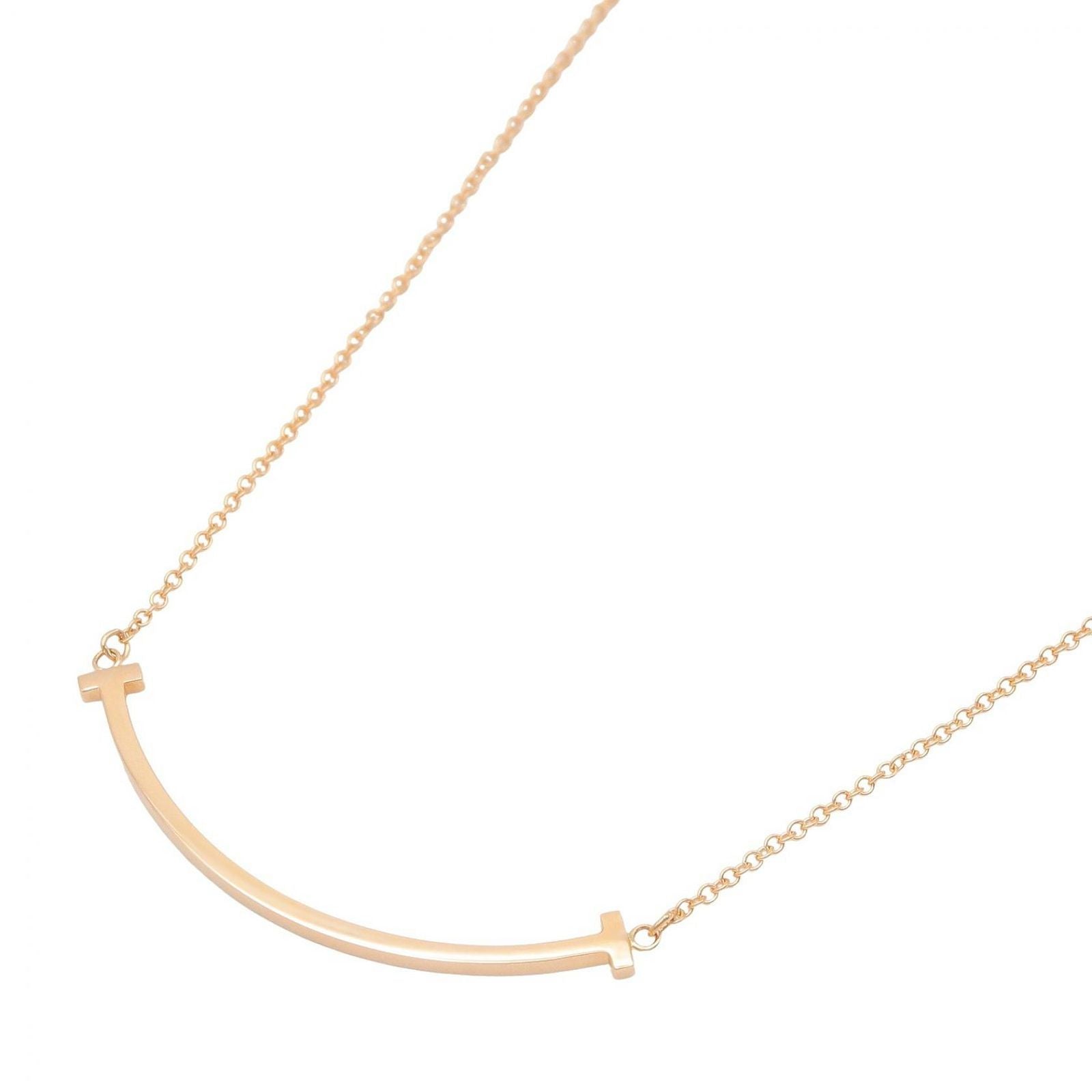 Tiffany & Co Necklace T Smile Small 40.5 45.5 cm 18k Pink Gold