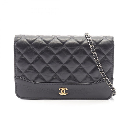 Chanel Shoulder Bag Gabriel de Black Leather Chain Wallet
