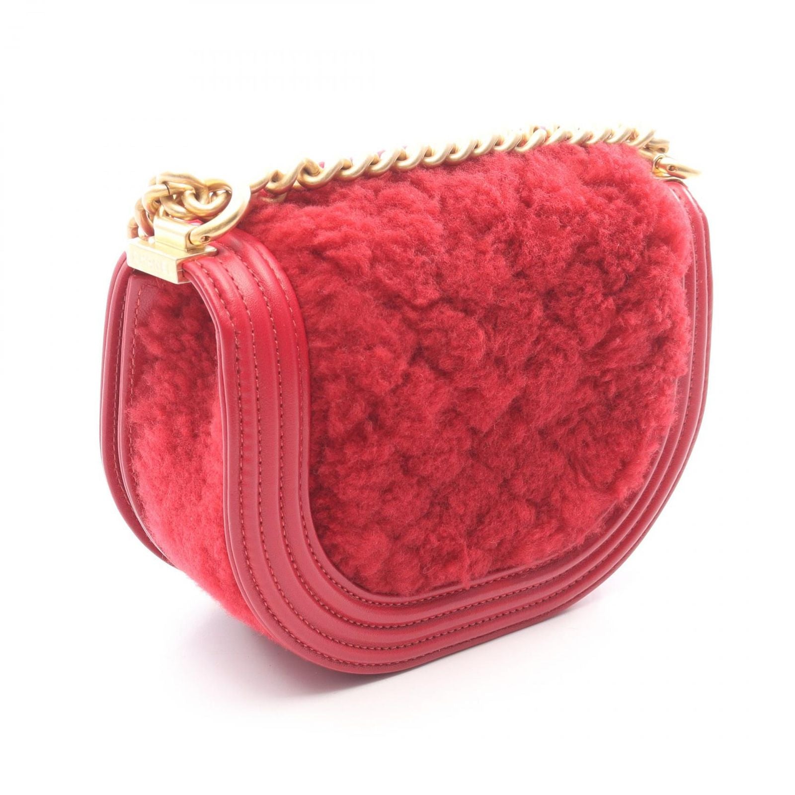 Chanel Shoulder Bag Small Red Leather Chain — view 2