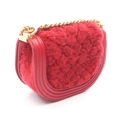 Chanel Shoulder Bag Small Red Leather Chain — view 2