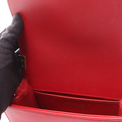 Chanel Shoulder Bag Small Red Leather Chain — view 7