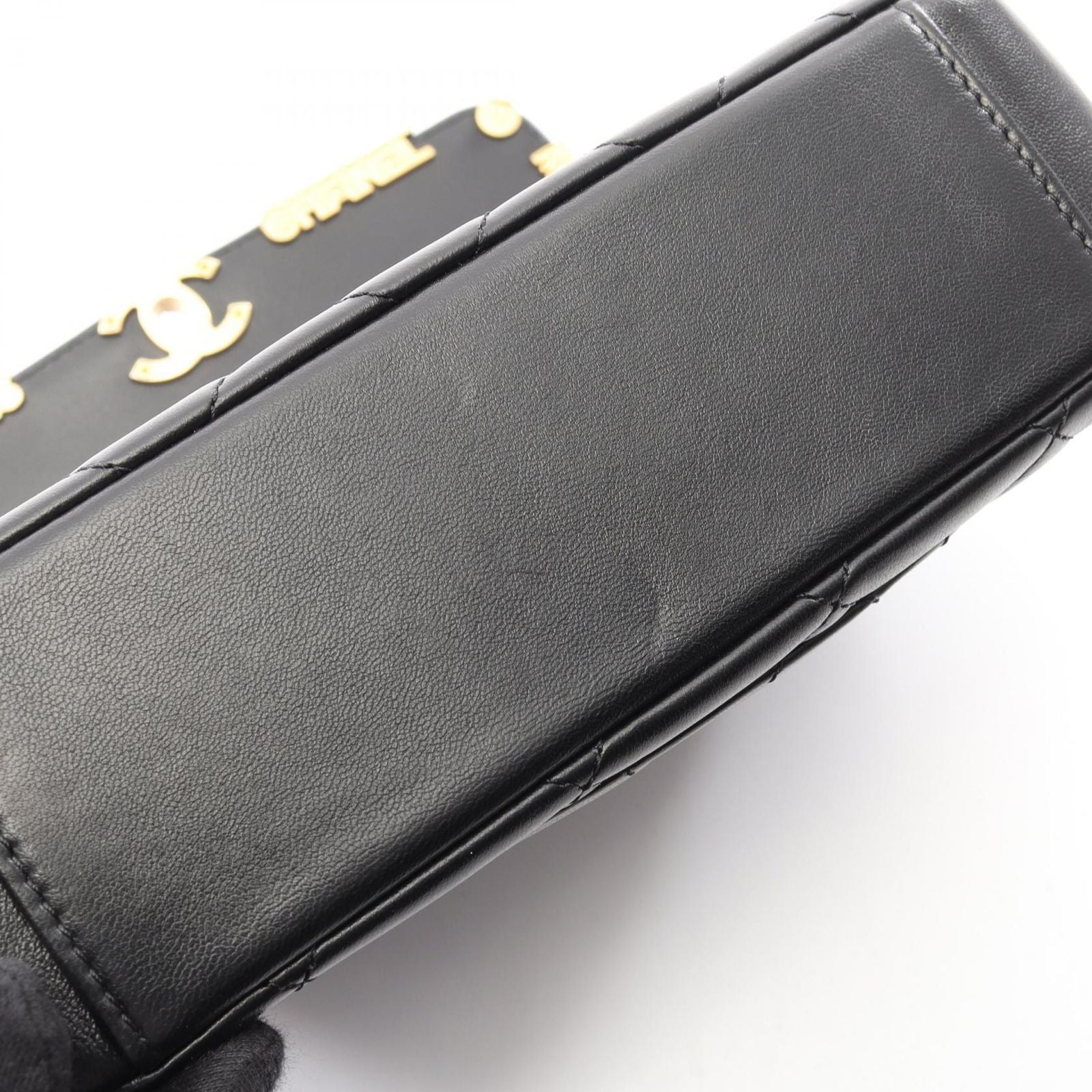 Chanel Shoulder Bag Mini Flap Quilted Black Lambskin Small Chain — view 8