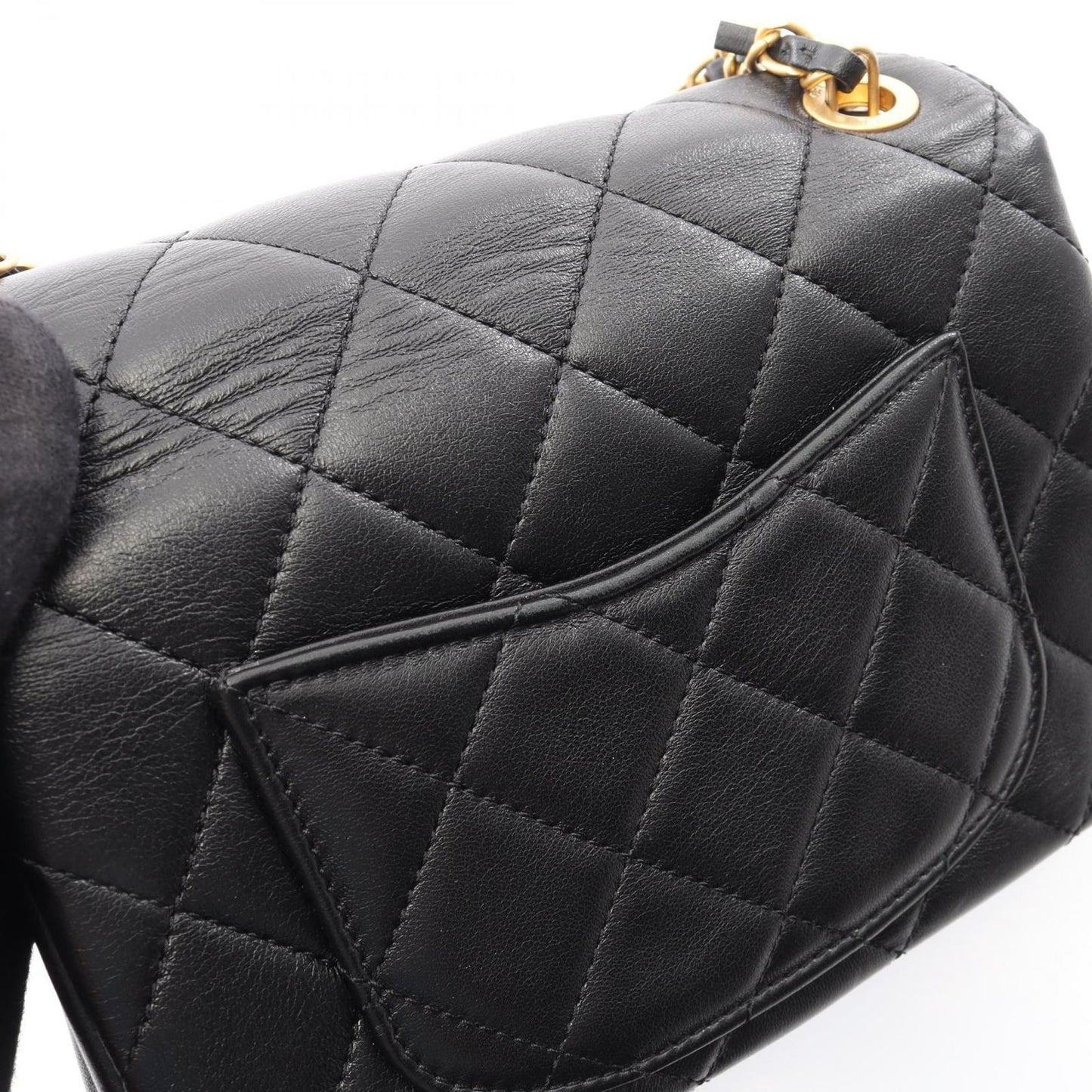 Chanel Shoulder Bag Mini Flap Quilted Black Lambskin Small Chain — view 7