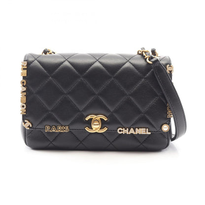 Chanel Shoulder Bag Mini Flap Quilted Black Lambskin Small Chain