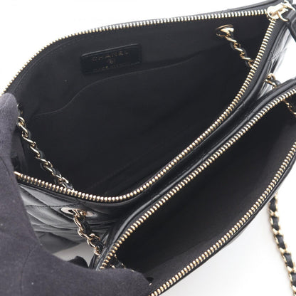 Chanel Shoulder Bag Quilted Black Lambskin Double Pouch Chain — view 3
