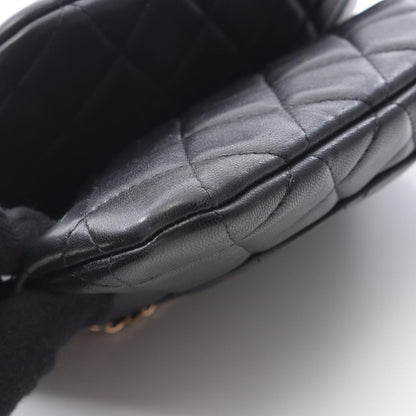 Chanel Shoulder Bag Quilted Black Lambskin Double Pouch Chain — view 9