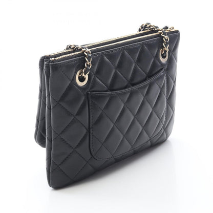 Chanel Shoulder Bag Quilted Black Lambskin Double Pouch Chain — view 2