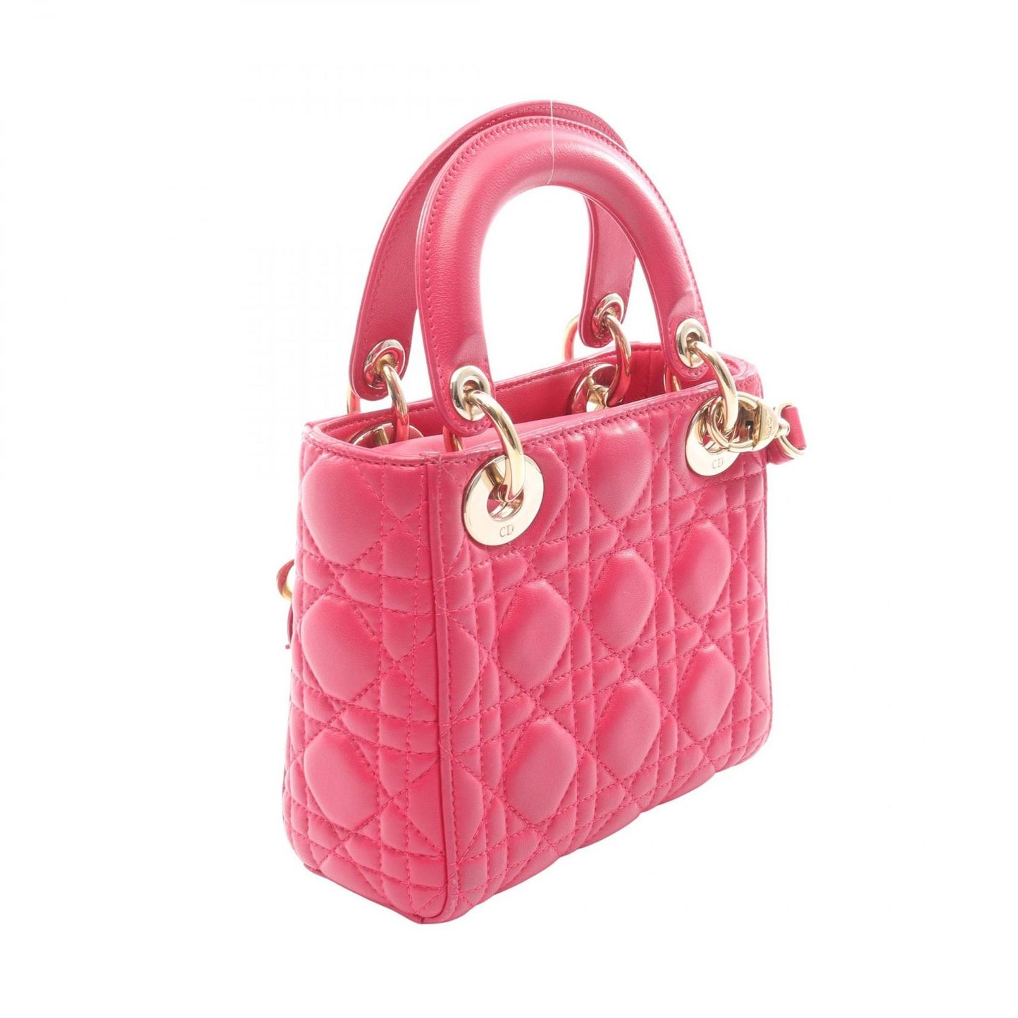 Dior Handbag Lady Dior Mini Cannage 2-Way Magenta Leather Lady Dior Tote — view 2