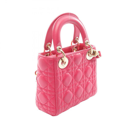 Dior Handbag Lady Dior Mini Cannage 2-Way Magenta Leather Lady Dior Tote — view 2