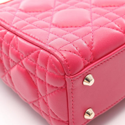 Dior Handbag Lady Dior Mini Cannage 2-Way Magenta Leather Lady Dior Tote — view 8