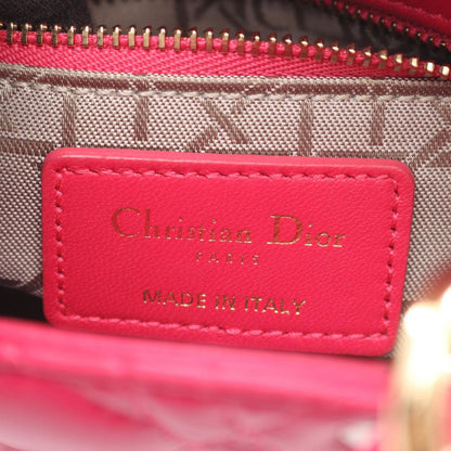 Dior Handbag Lady Dior Mini Cannage 2-Way Magenta Leather Lady Dior Tote — view 4
