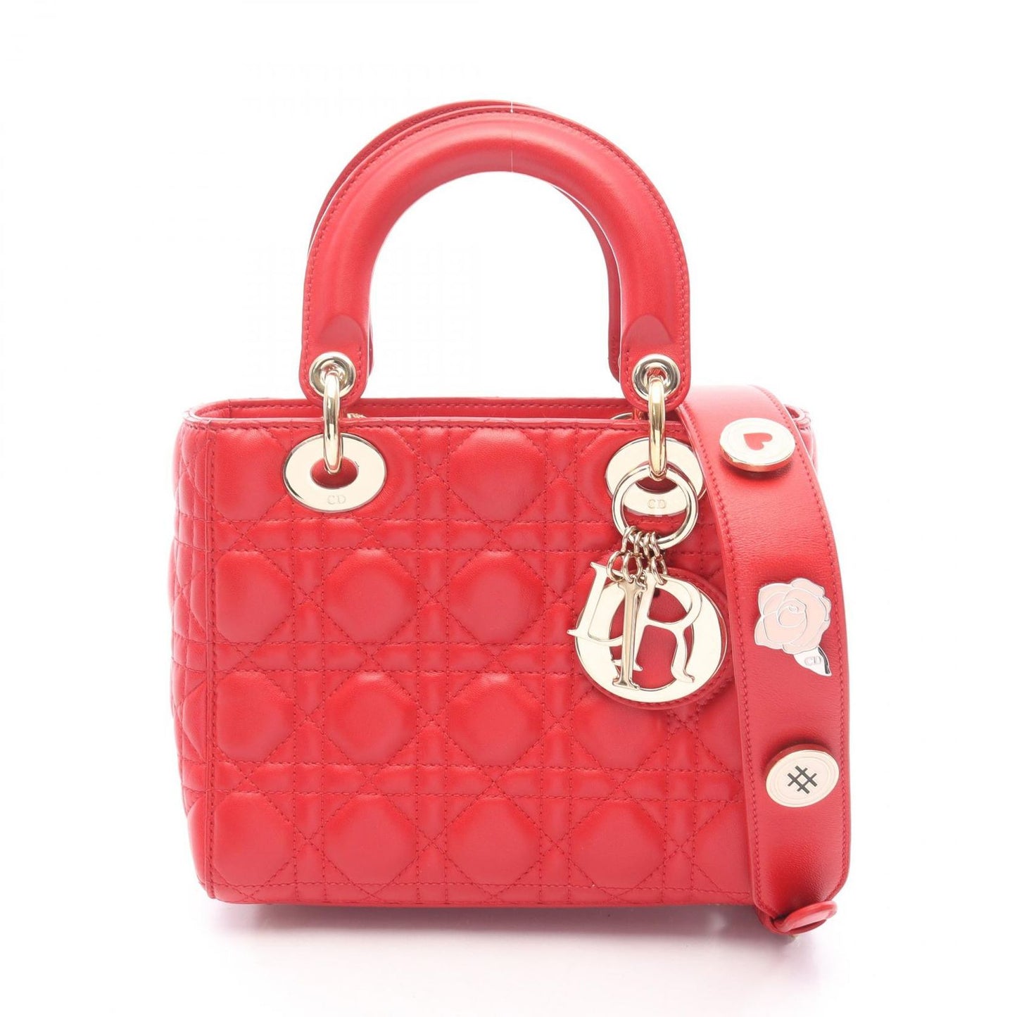 Dior Handbag Lady Dior MY Abcdior 2-Way Red Leather Cannage Tote Small