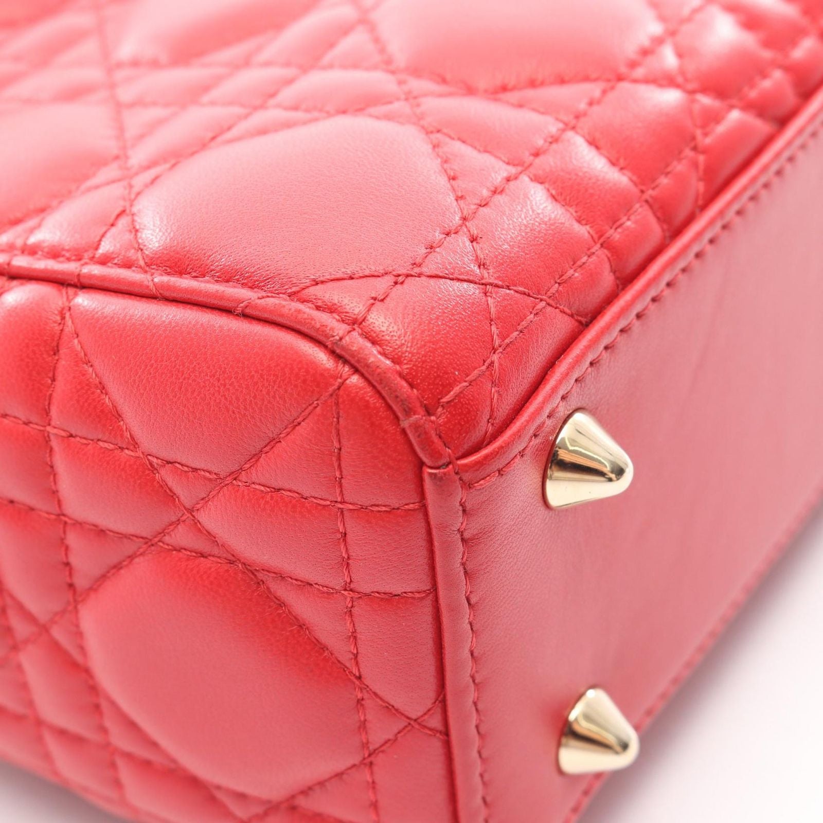 Dior Handbag Lady Dior MY Abcdior 2-Way Red Leather Cannage Tote Small — view 8