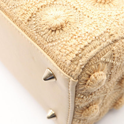 Dior Handbag Lady Dior 2-Way Beige Canvas Leather Tote — view 6