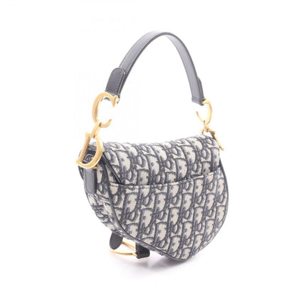 Dior Saddle Bag Mini Oblique Peacock 2-Way Navy Canvas Leather — view 2