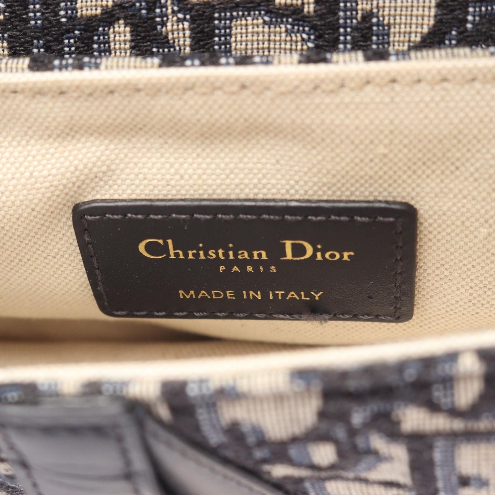Dior Saddle Bag Mini Oblique Peacock 2-Way Navy Canvas Leather — view 4