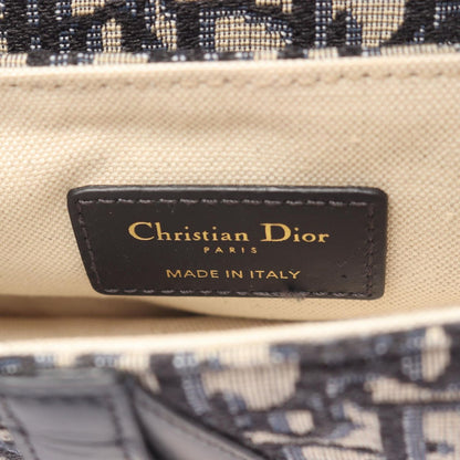 Dior Saddle Bag Mini Oblique Peacock 2-Way Navy Canvas Leather — view 4