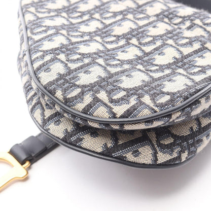 Dior Saddle Bag Mini Oblique Peacock 2-Way Navy Canvas Leather — view 5