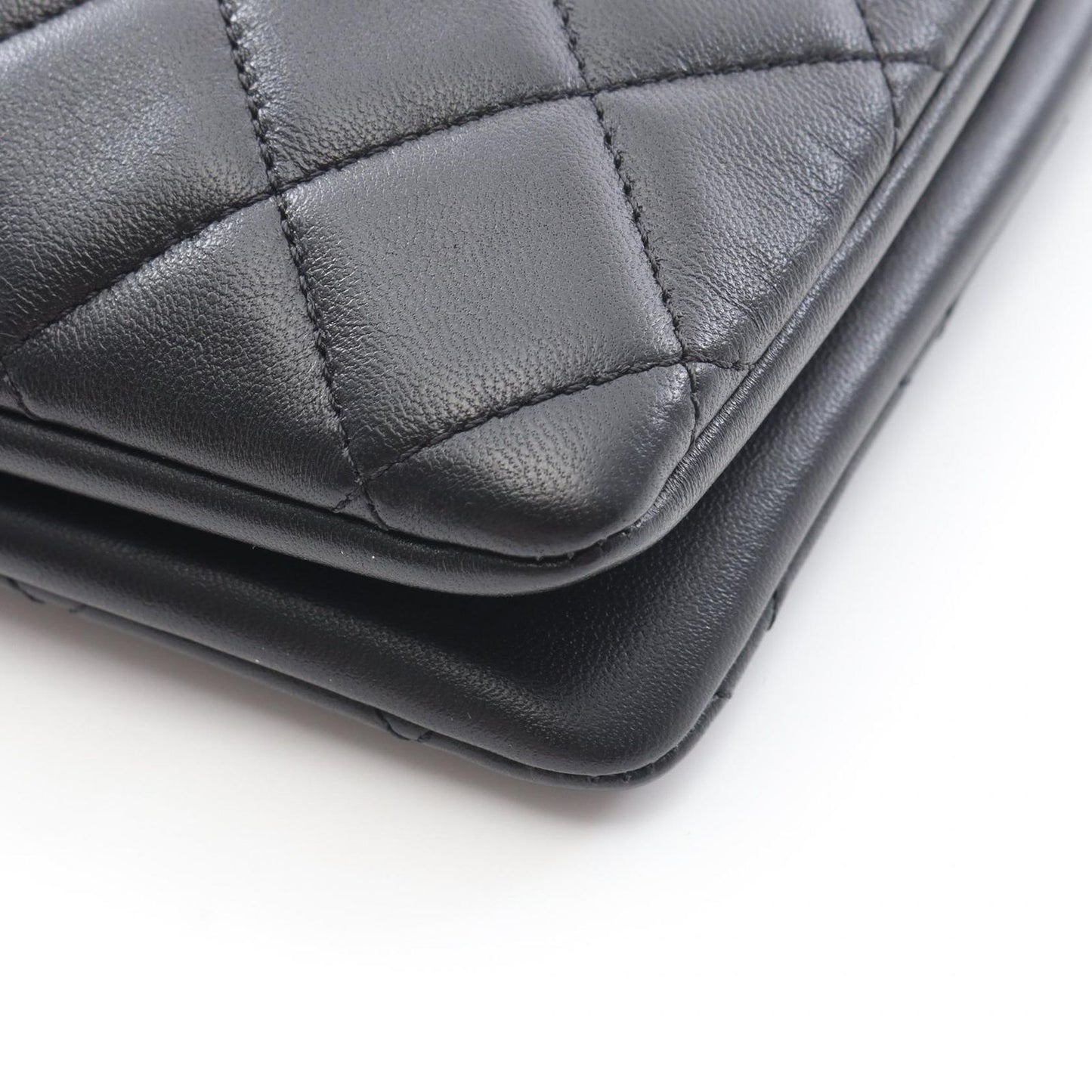 Chanel Shoulder Bag Quilted Black Lambskin CC Logo Chain — view 7