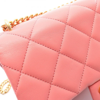 Chanel Shoulder Bag Quilted Pink Lambskin Chain — view 8