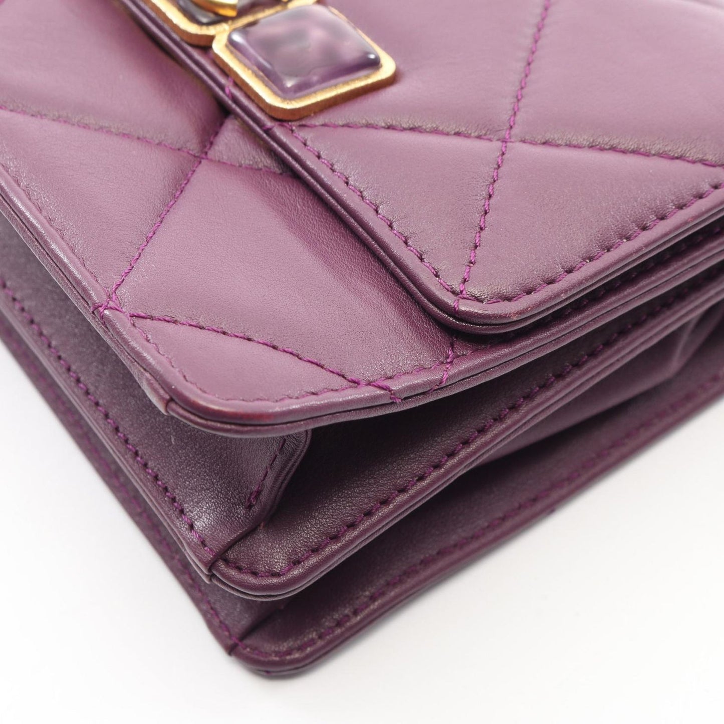 Chanel Shoulder Bag Mini Quilted Purple Lambskin Small Flap Chain — view 7