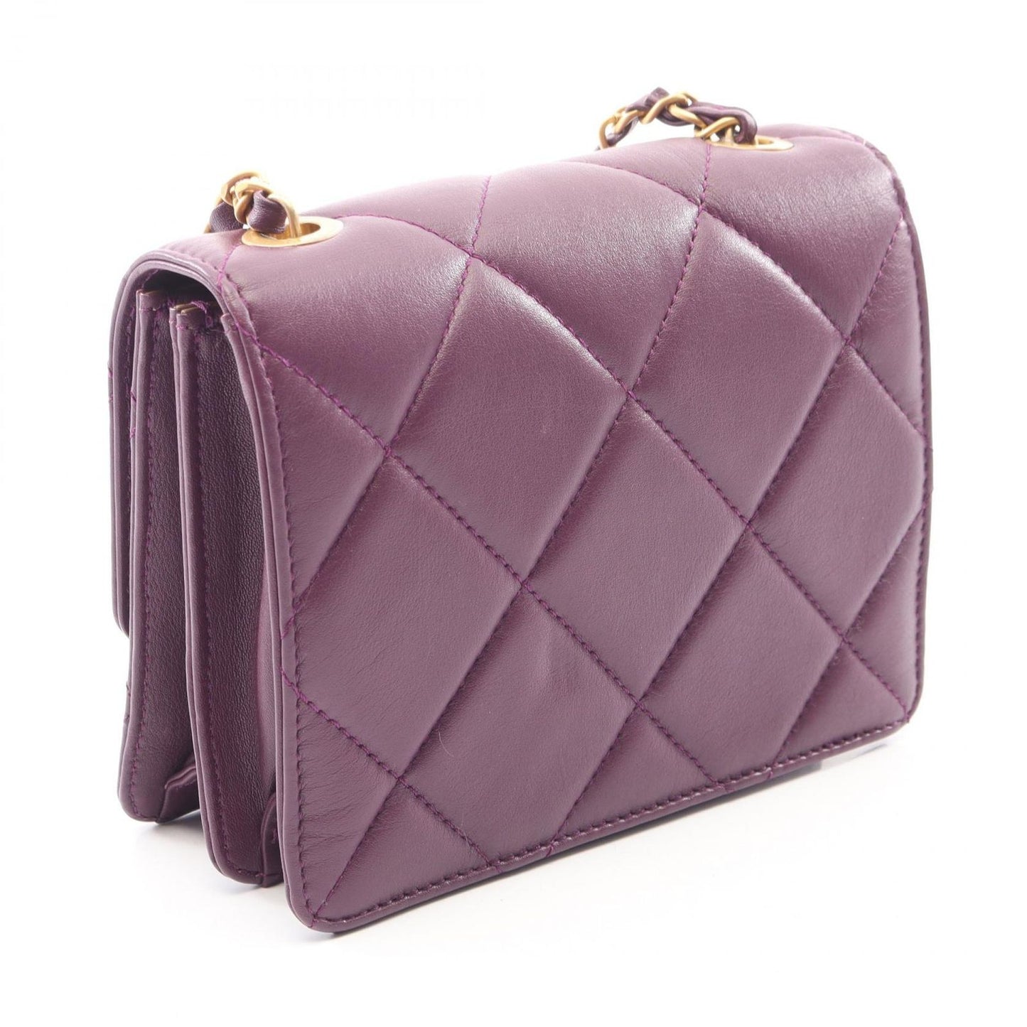 Chanel Shoulder Bag Mini Quilted Purple Lambskin Small Flap Chain — view 2
