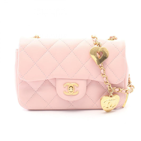 Chanel Shoulder Bag Mini Quilted Light Pink Lambskin Chain