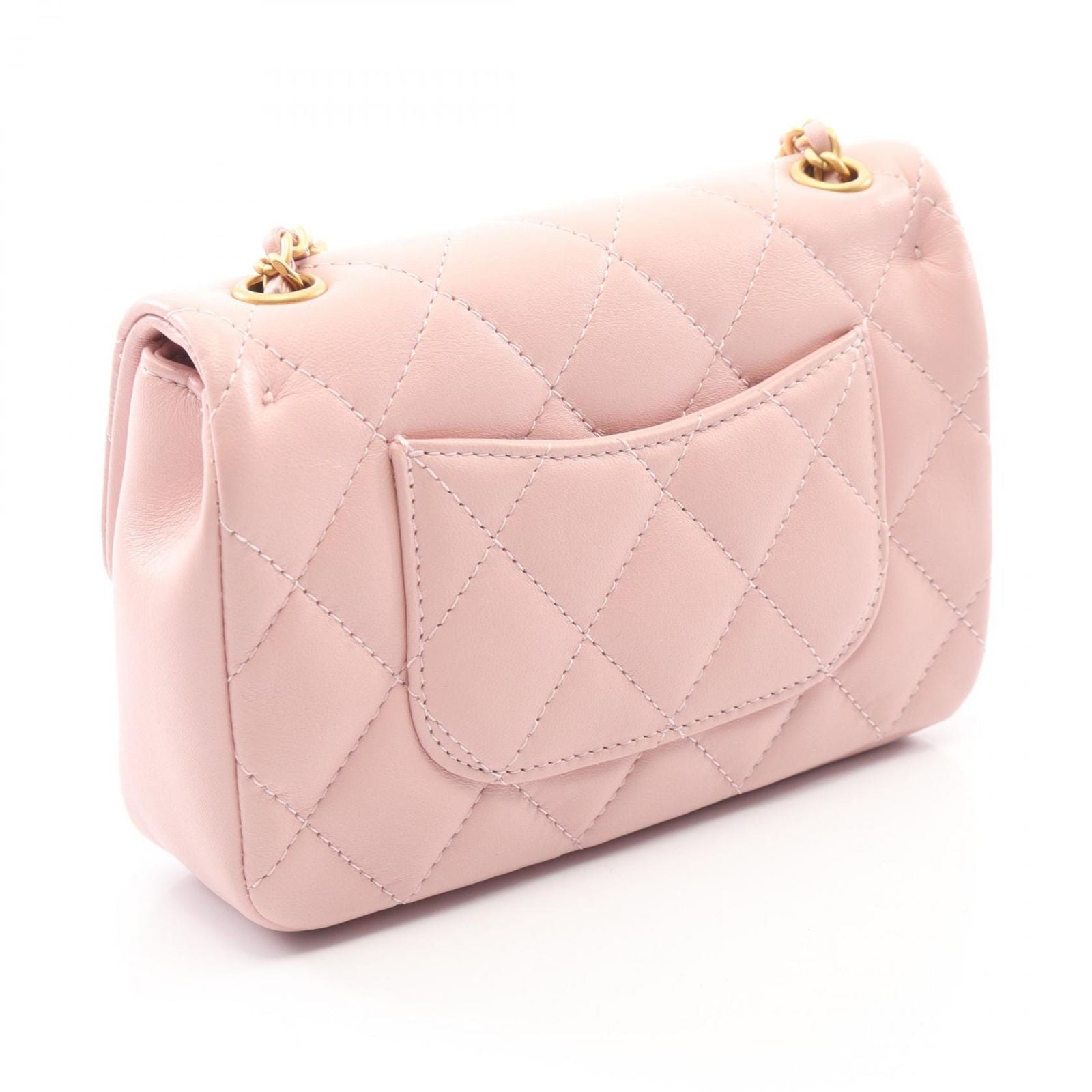Chanel Shoulder Bag Mini Quilted Light Pink Lambskin Chain — view 2