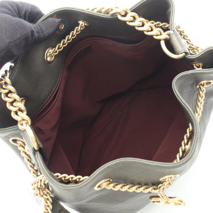 Chanel Shoulder Bag Quilted 2-Way Khaki Leather Drawstring — view 3