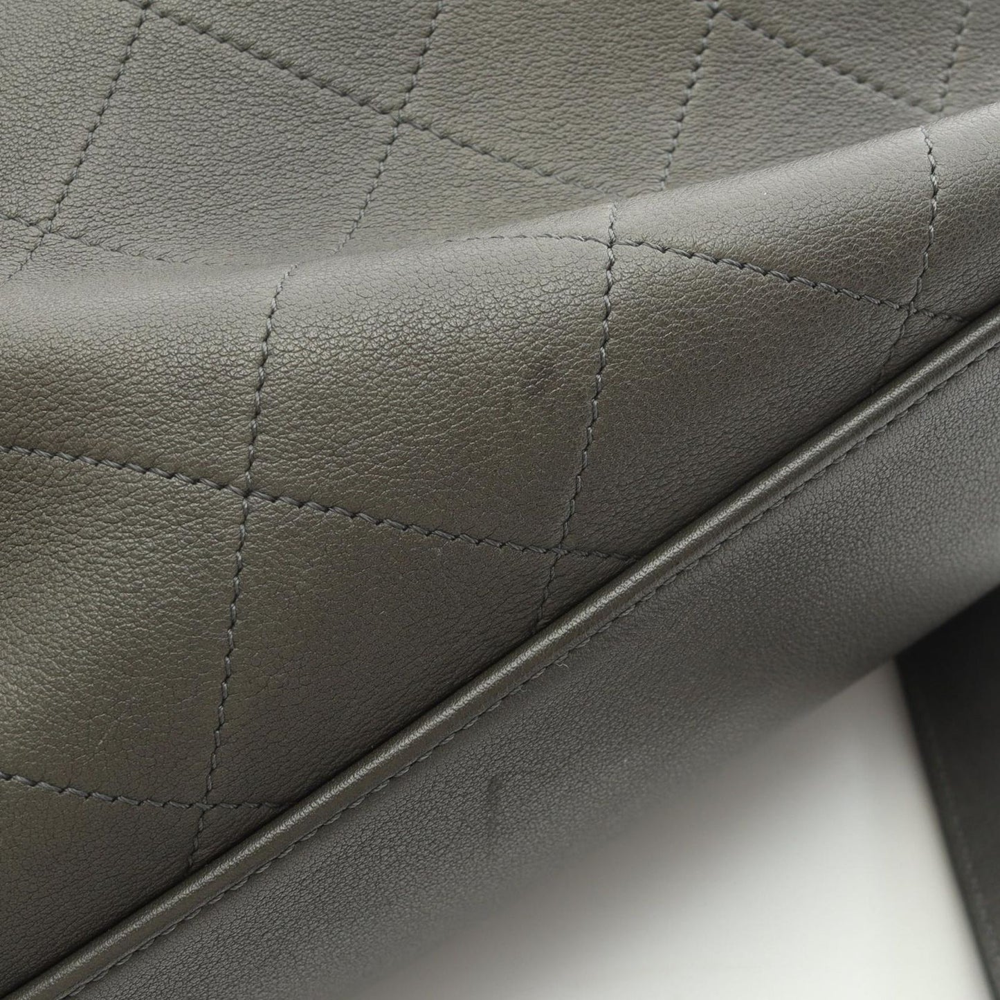 Chanel Shoulder Bag Quilted 2-Way Khaki Leather Drawstring — view 6