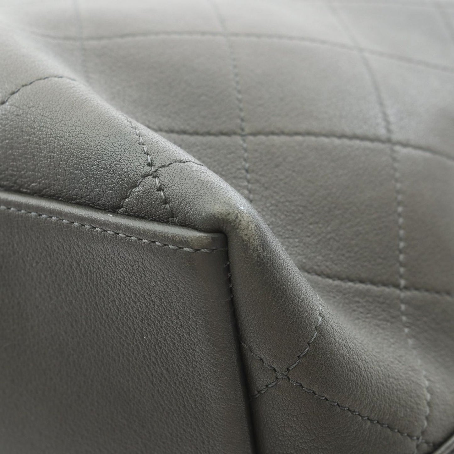 Chanel Shoulder Bag Quilted 2-Way Khaki Leather Drawstring — view 7