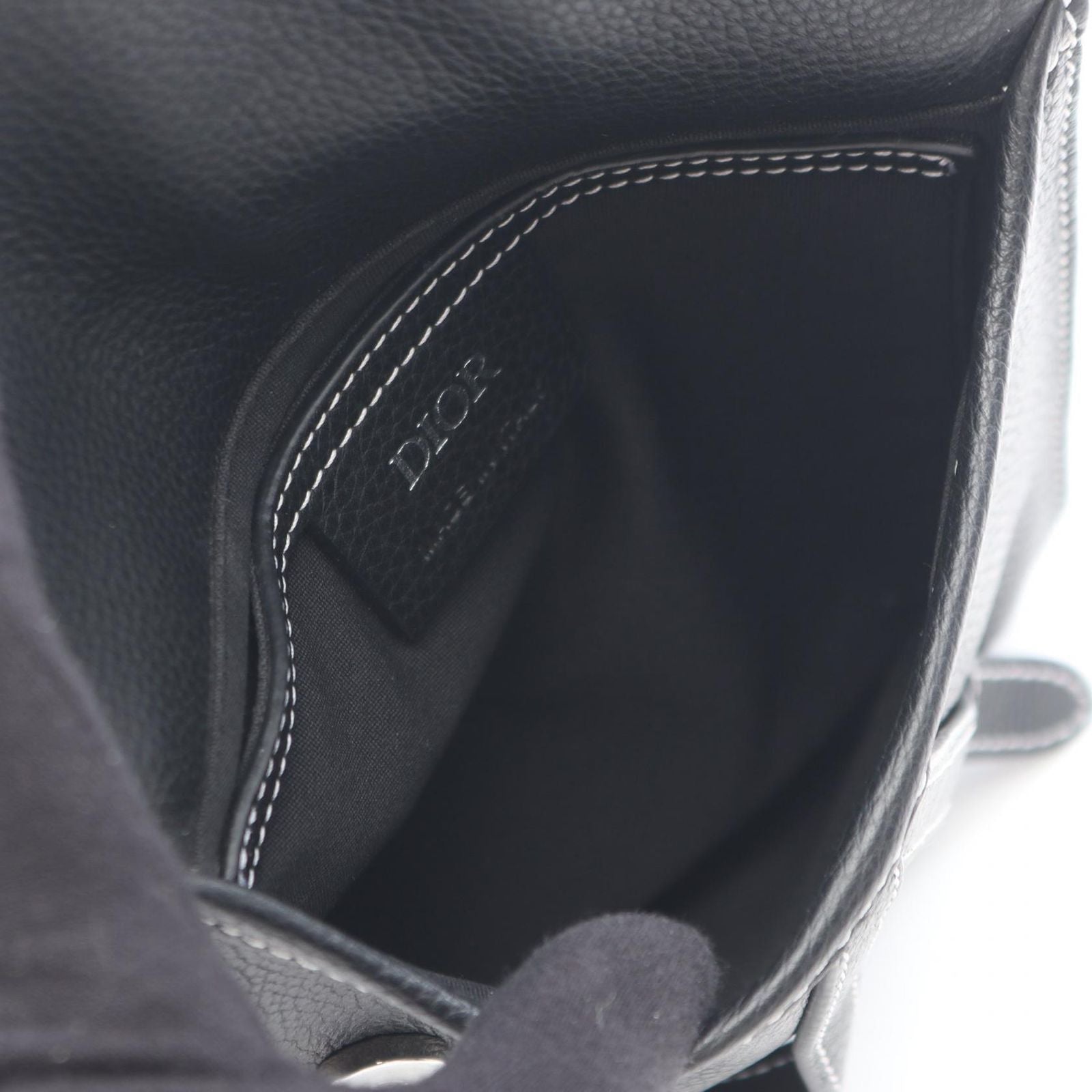 Dior Shoulder Bag Saddle Black Leather — view 3