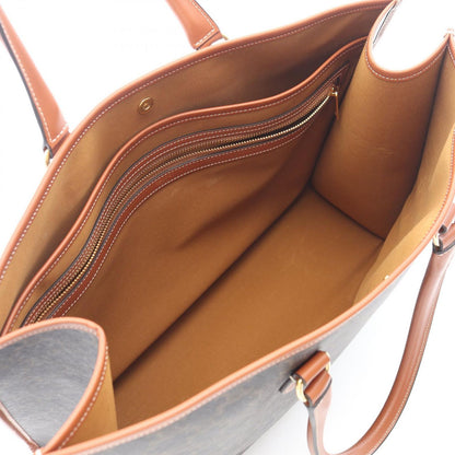Celine Tote Horizontal Cabas Triomphe Black Brown Canvas Leather — view 3