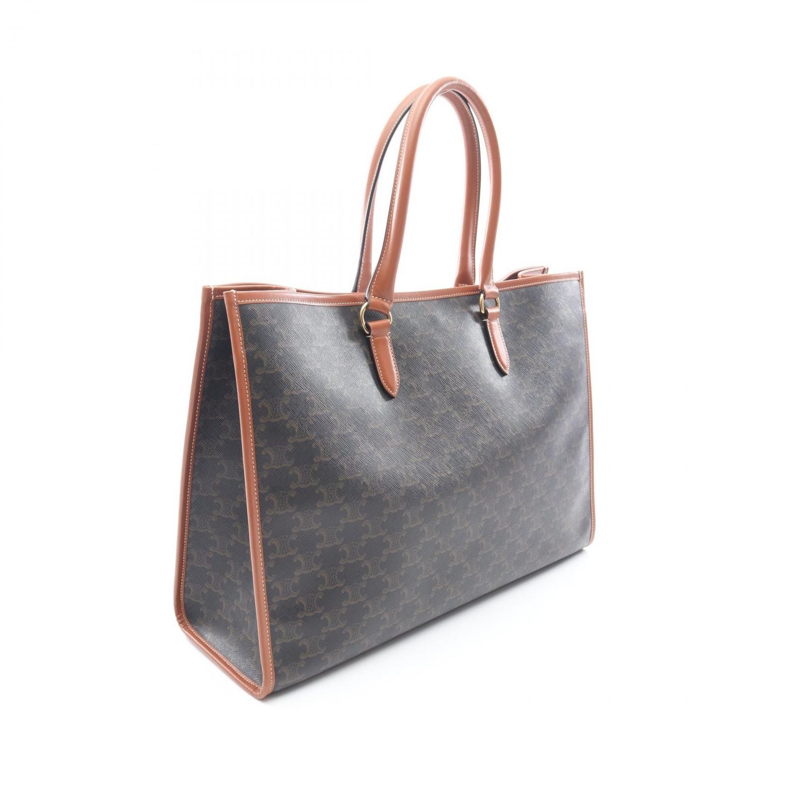 Celine Tote Horizontal Cabas Triomphe Black Brown Canvas Leather — view 2