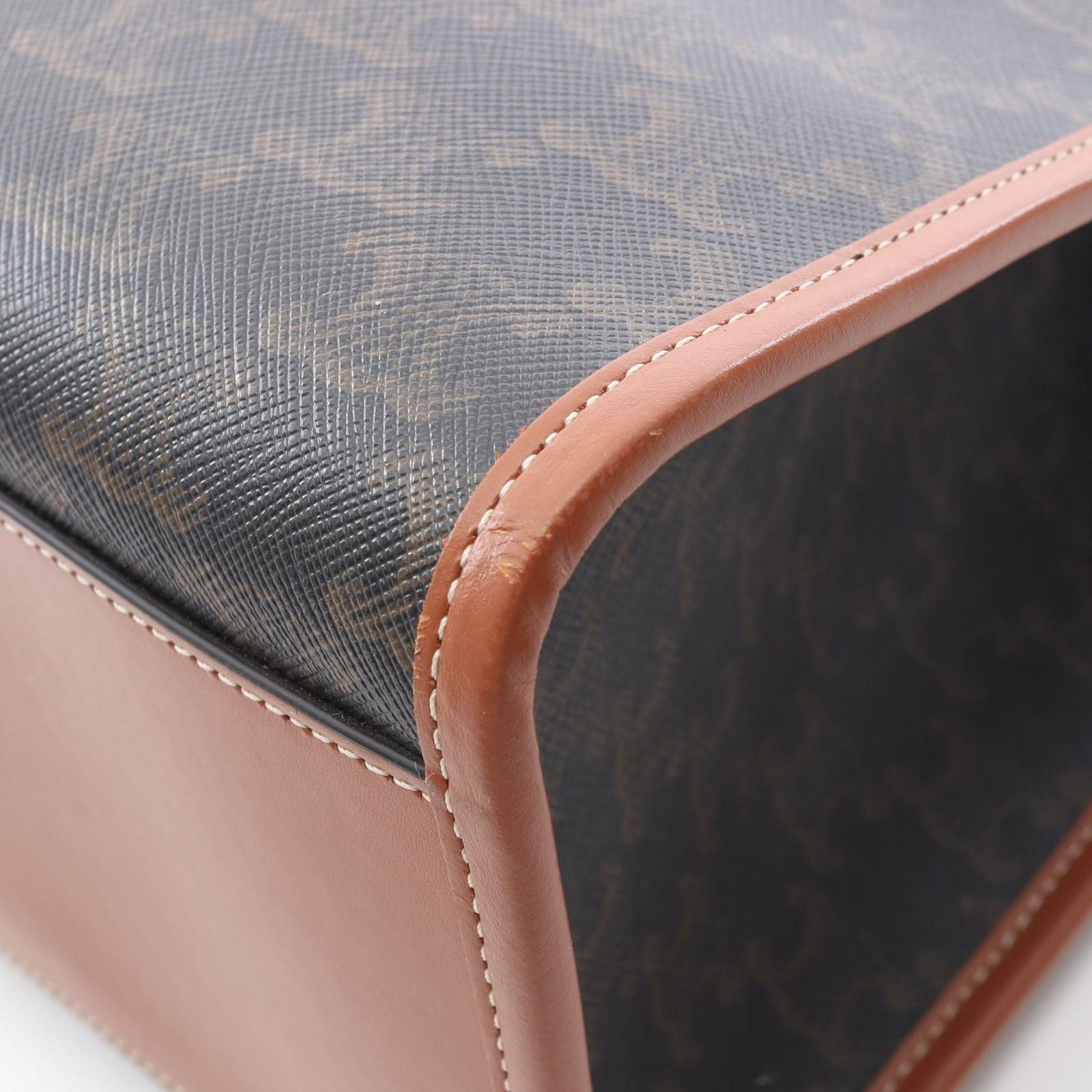 Celine Tote Horizontal Cabas Triomphe Black Brown Canvas Leather — view 5