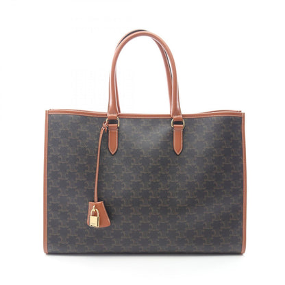 Celine Tote Horizontal Cabas Triomphe Black Brown Canvas Leather