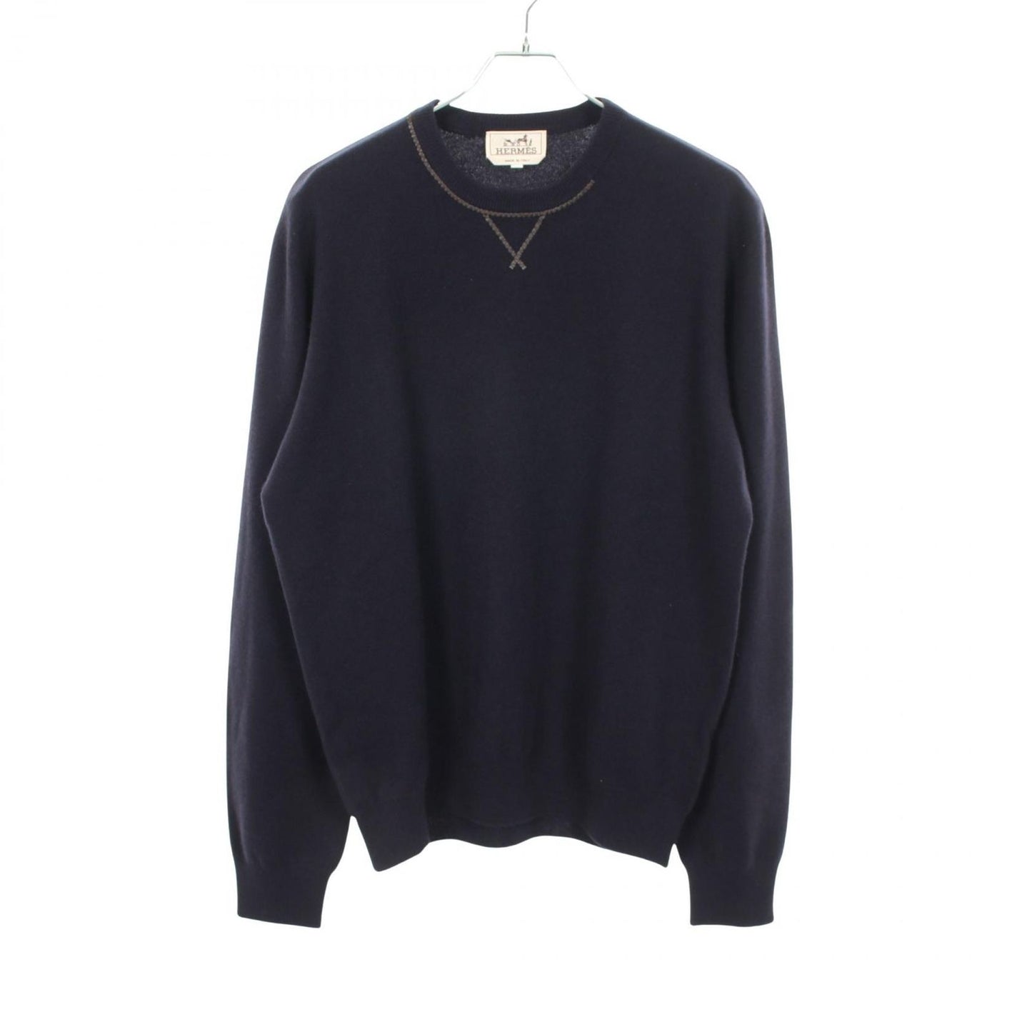 Hermes Knit Leather Stitch Crew Neck Cashmere Sweater