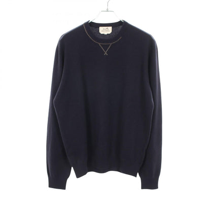 Hermes Knit Leather Stitch Crew Neck Cashmere Sweater