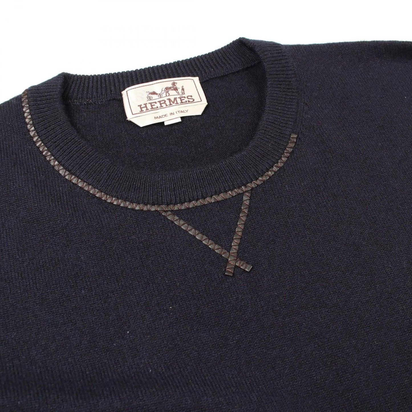 Hermes Knit Leather Stitch Crew Neck Cashmere Sweater — view 5